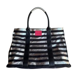 Y2k Black and silver Victoria's Secret emo scene goth large tote bag